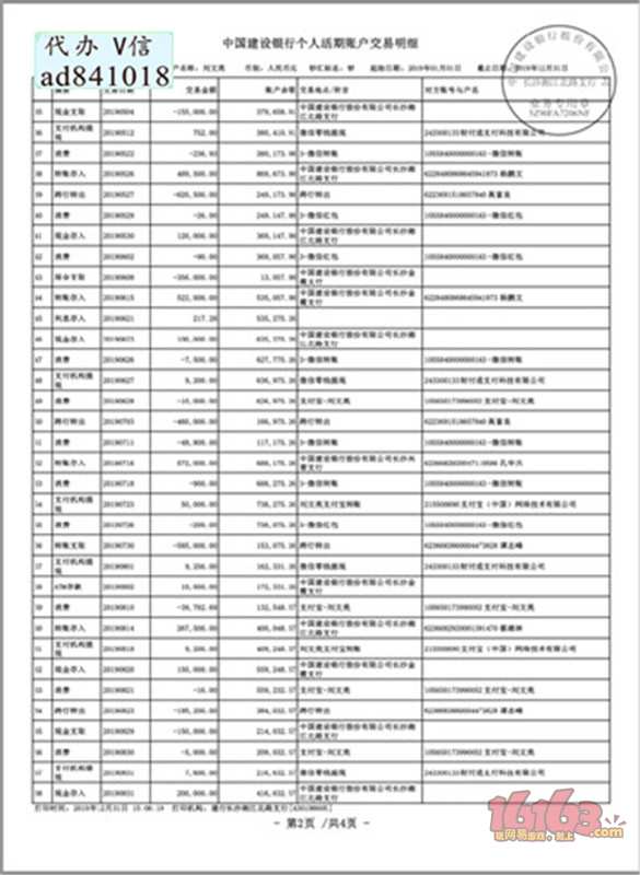 描写工行流水 建行流水 农行流水 个人流水 银行贷款流水 房贷车贷