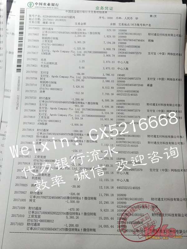 建设银行个人工资流水 中国银行个人工资流水 农业银行个人工资流水