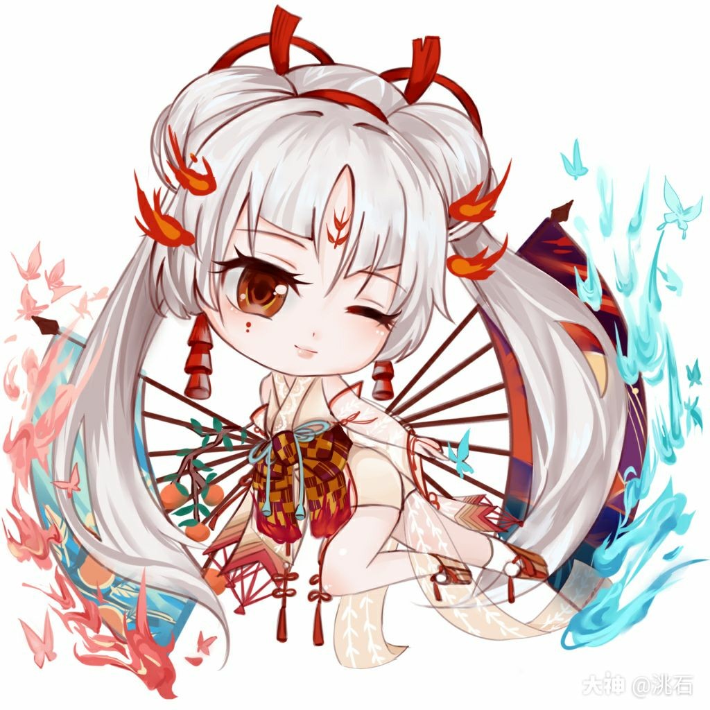 洮石:#阴阳师同人##不知火##寮日常# 一个q版阿离～不