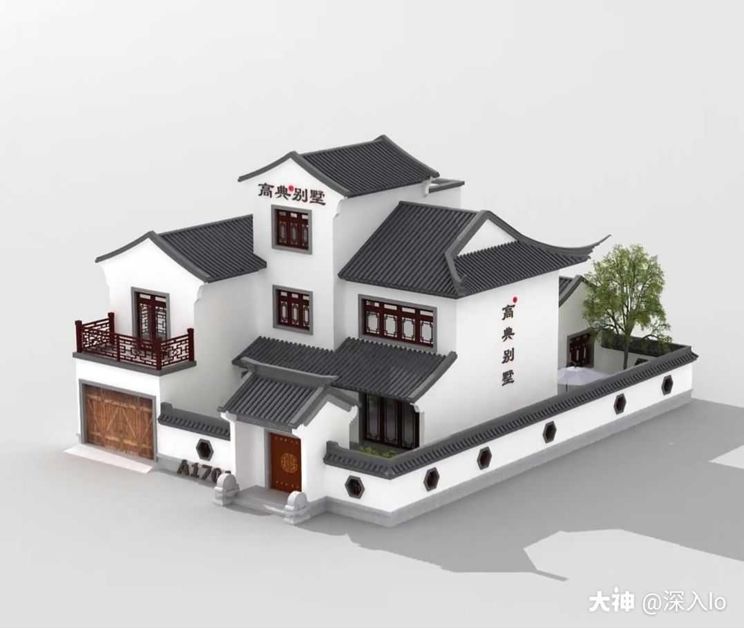 高庄单人地基写实别墅【丽诗趣院-中式古风庭院-四室三厅两卫一厨