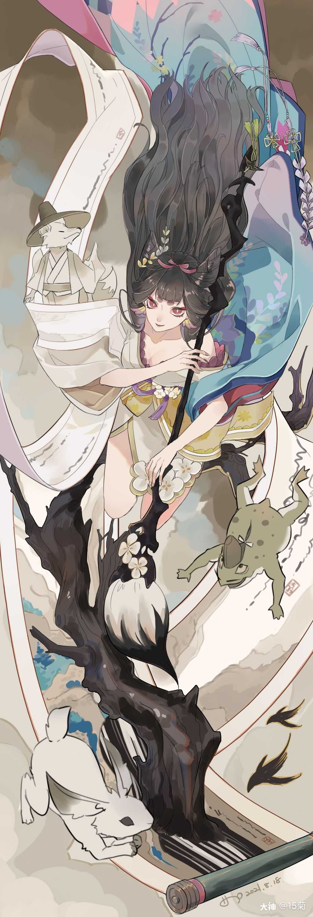 关注#阴阳师ip同人#浮世景#绘世花鸟卷 爆肝画完了!祝大家出货!