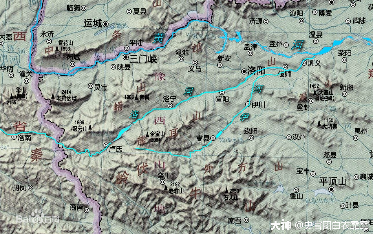 (洛河及洛阳周边区域地图)(率土里的洛阳及周边河流图,地图上原本的