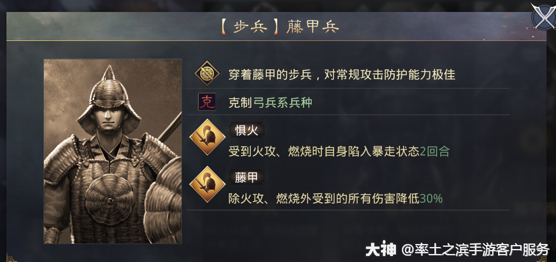 【藤甲兵】兵种和特性说明