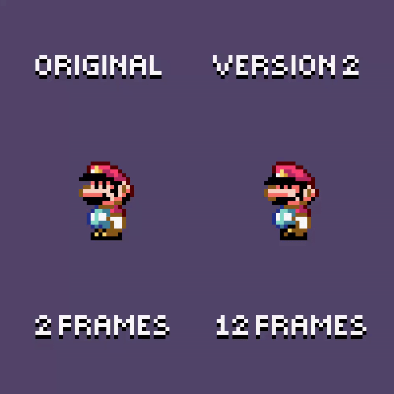 马里奥跑步动画,2帧&12帧(twi:omegachainoboy)