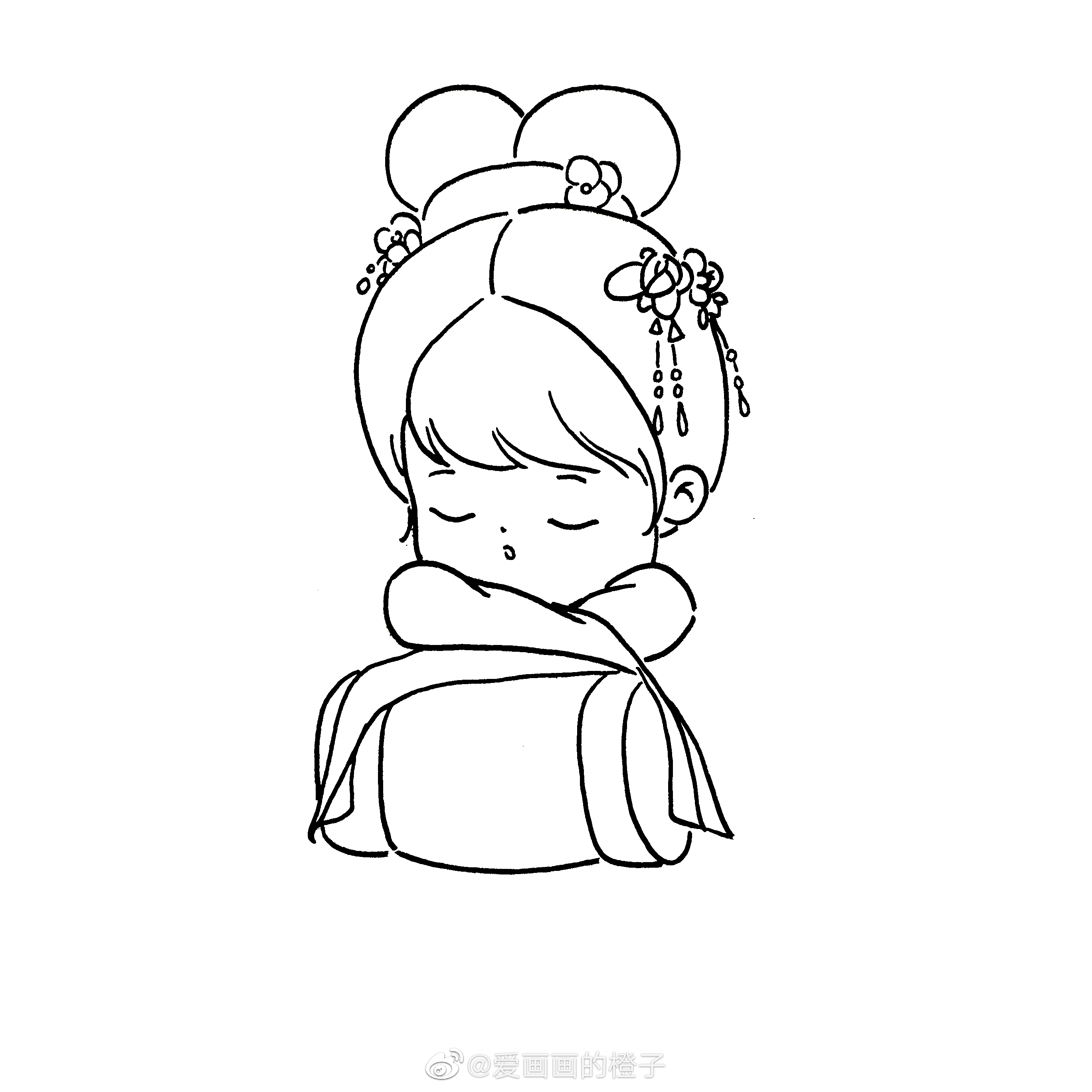 简笔画教程又来咯～!——今日是个犯困的小仙女～ by