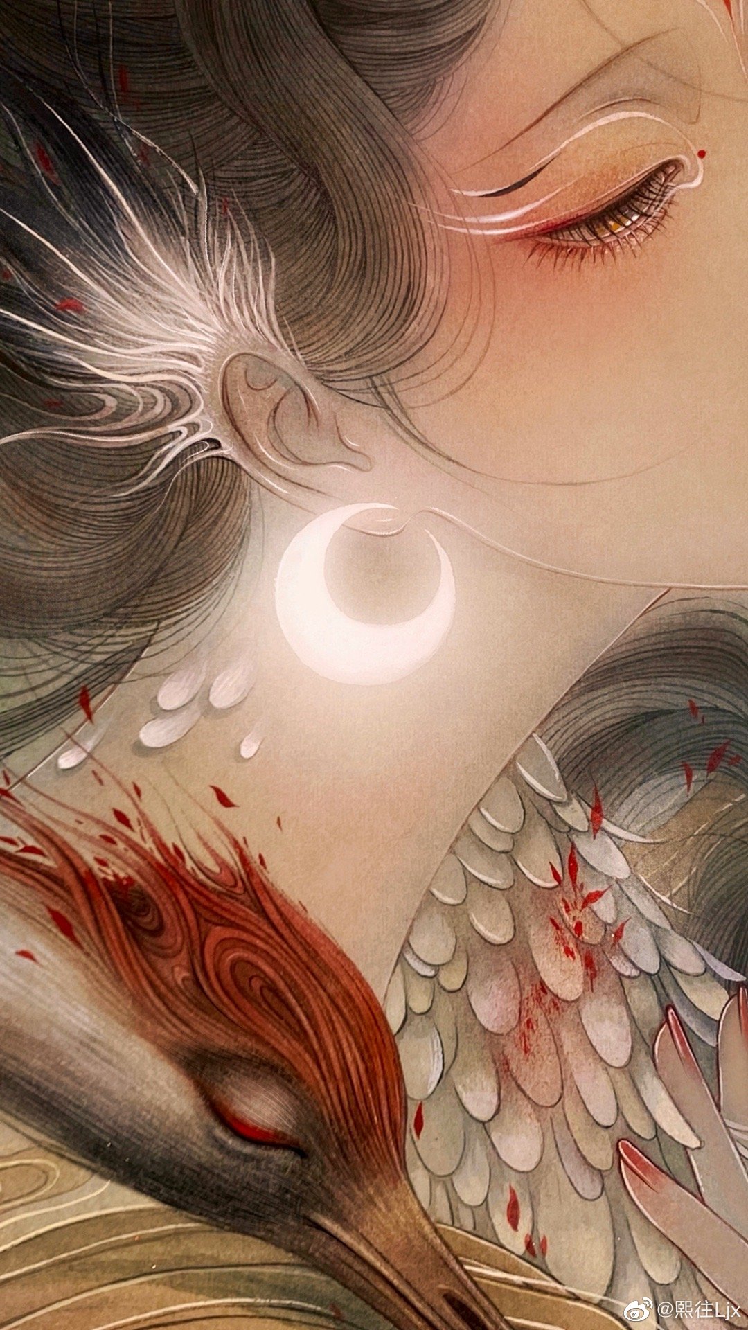 《鹤灵 画师:熙往ljx_来自网易大神圈子_古风美图馆