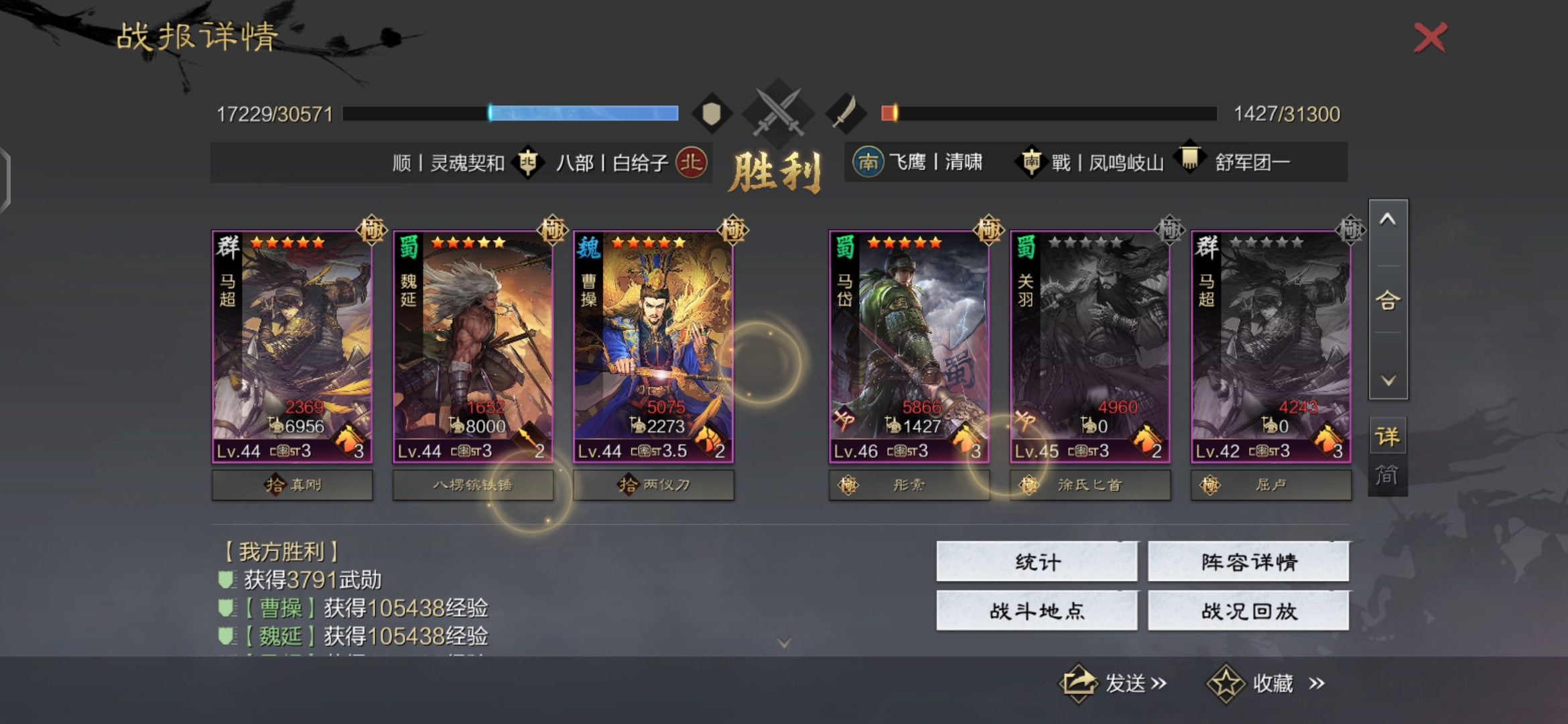 战果 胜利我方阵容大营:马超-群-骑-血溅黄砂-先驱突击-疾击其后中军