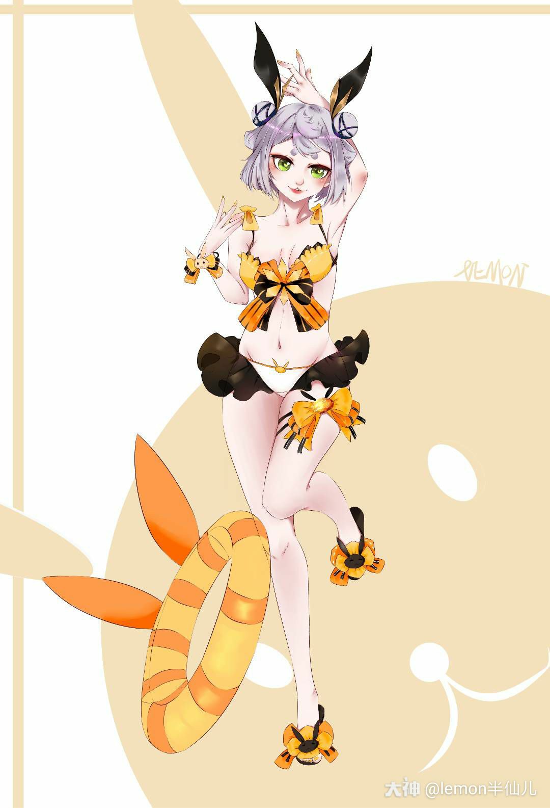 好久之前画的泳装追月! #阴阳师##阴阳师同人##追月神