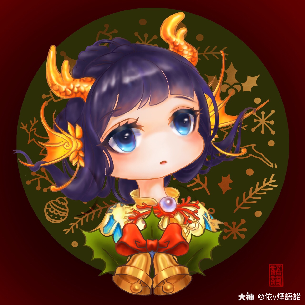 圣诞&龙族头像909090大话西游手游同人,插画日常_大神