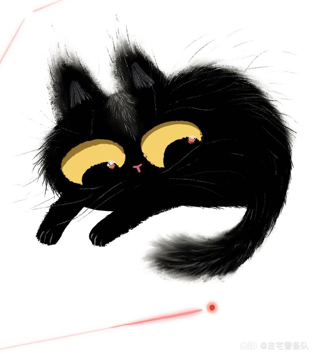 一组超萌可爱炸毛小黑猫,了解一下(art. 来自自宅警备队 - 大神