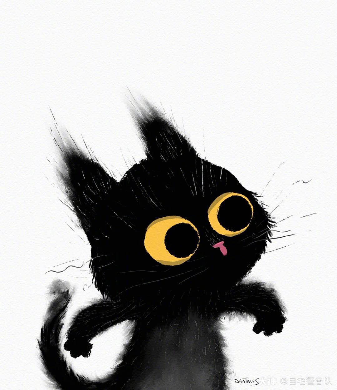 一组超萌可爱炸毛小黑猫,了解一下(art. 来自自宅警备队 - 大神