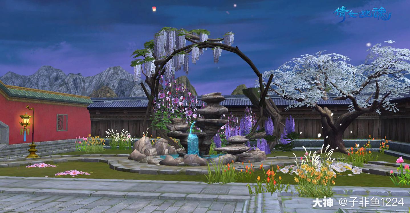 红墙很配明灯晚照的背景 古风家园爱了