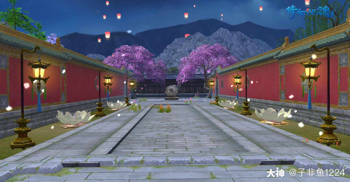 红墙很配明灯晚照的背景 古风家园爱了