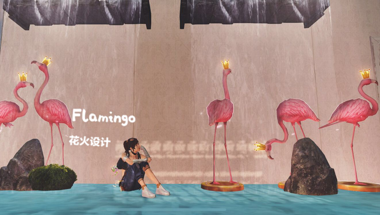 Flamingo 火烈鸟造景 灵感来源于喜爱的一首歌 Flamingo 的封面 来自网易大神明日之后圈子 花火设计
