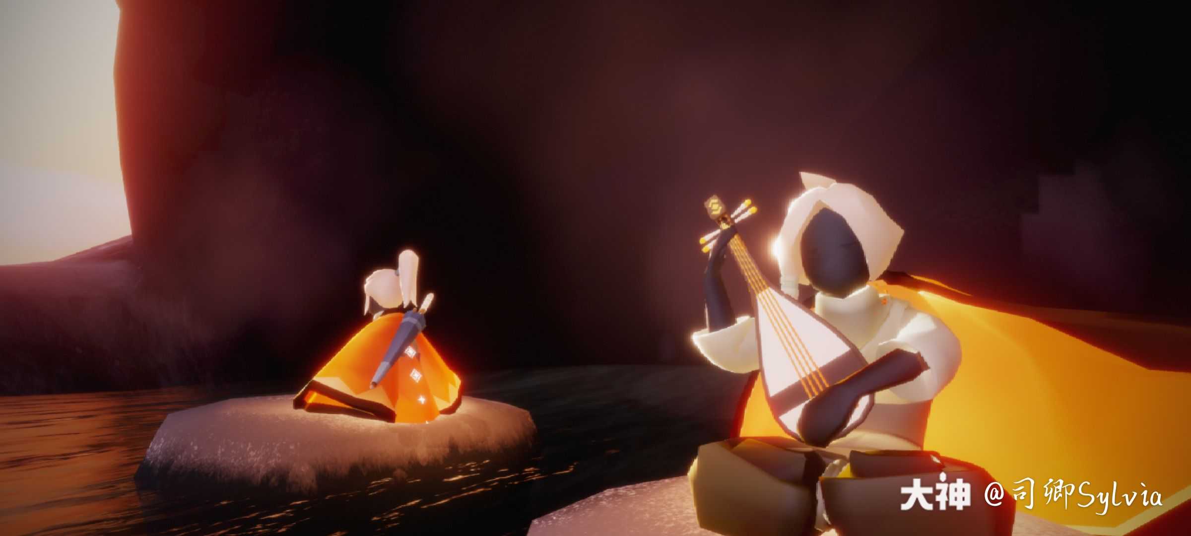 关注 #光遇日常# 泡温泉~(它弹的琵琶不错,想学)