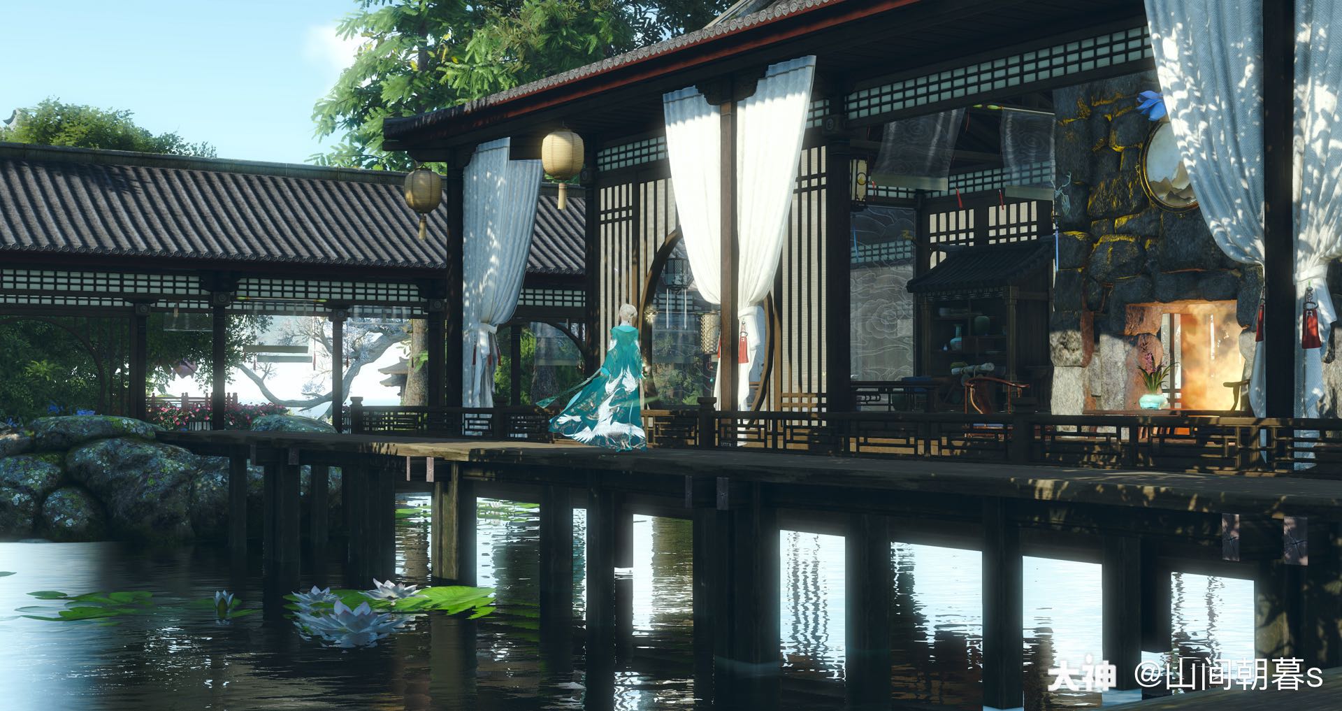 蝉噪林逾静 13级产业区庄园主 凤梨苏一直想做一个有点现代感的林中小屋 很是我 来自网易大神逆水寒圈子 山间朝暮s