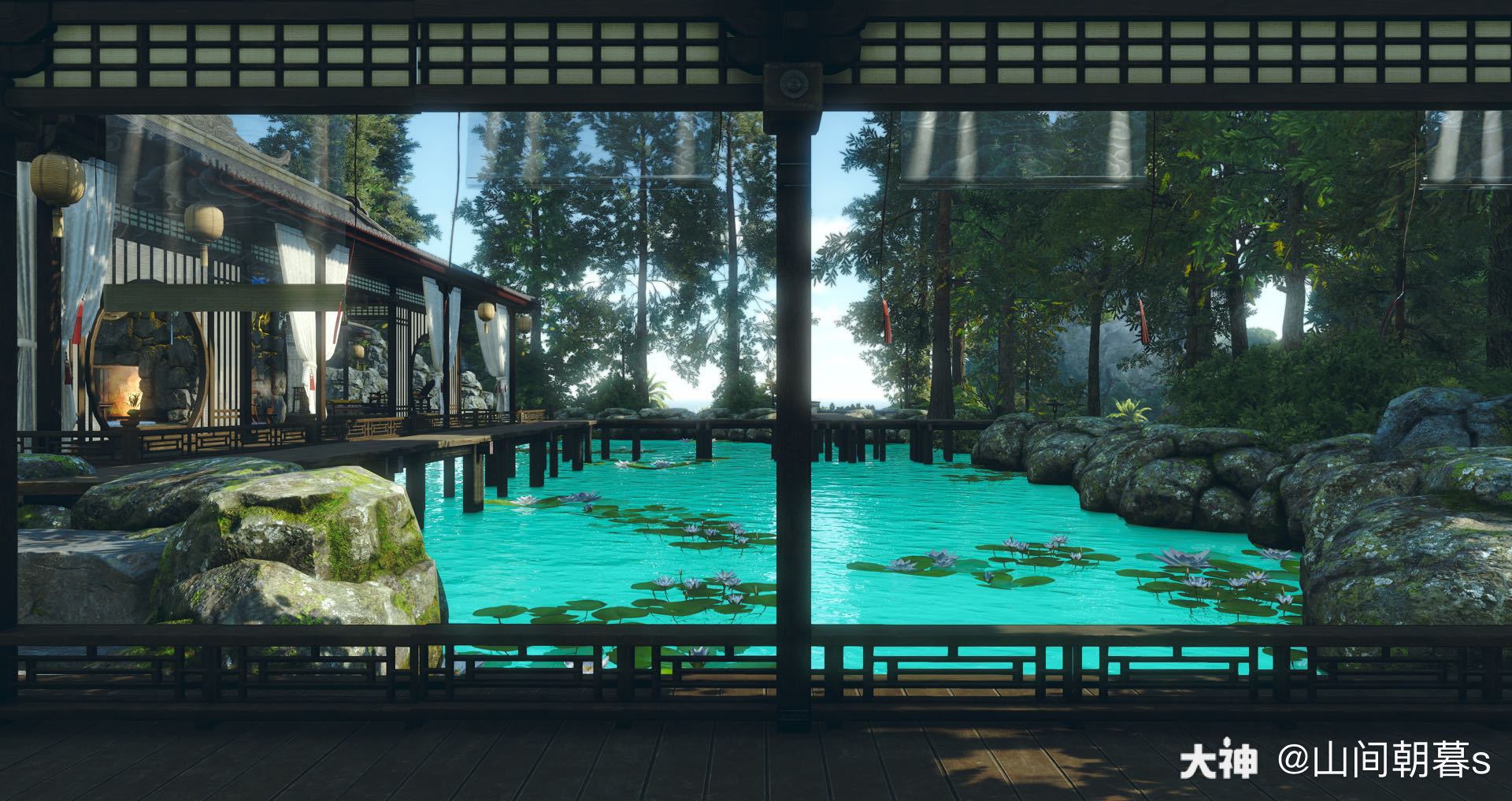 蝉噪林逾静 13级产业区庄园主 凤梨苏一直想做一个有点现代感的林中小屋 很是我 来自网易大神逆水寒圈子 山间朝暮s