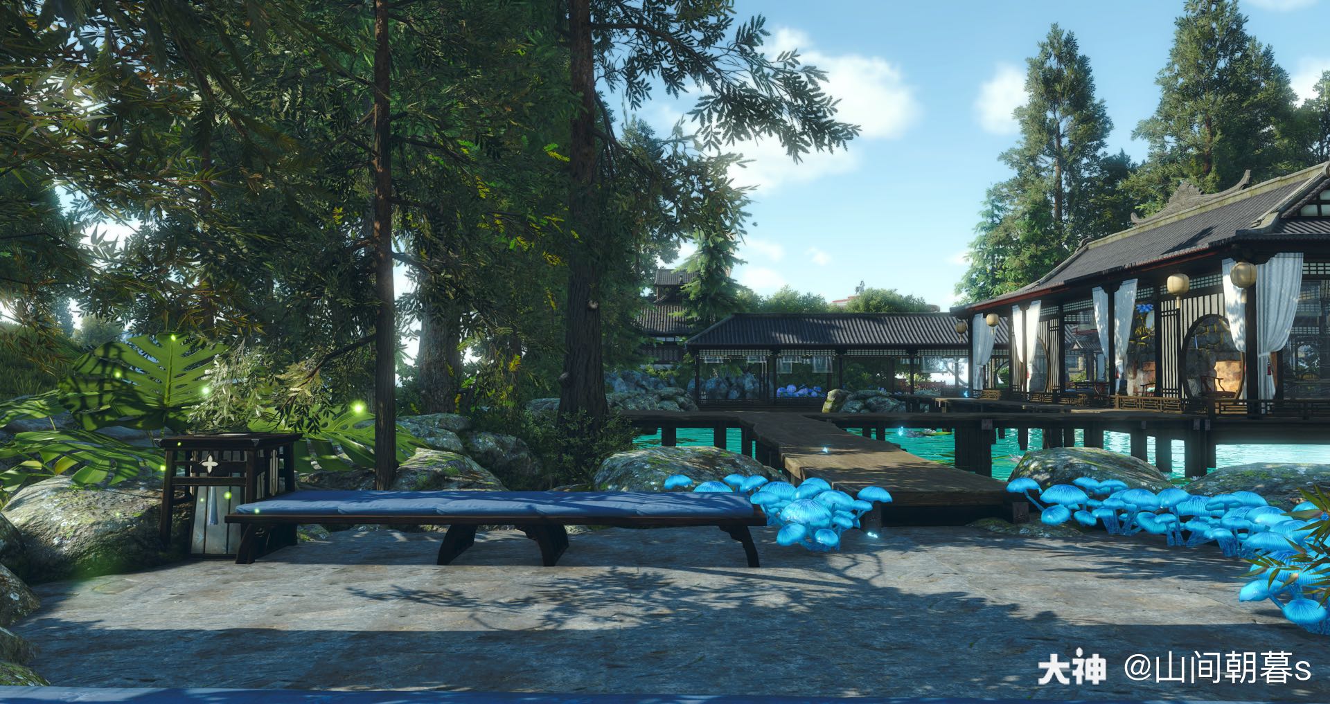 蝉噪林逾静 13级产业区庄园主 凤梨苏一直想做一个有点现代感的林中小屋 很是我 来自网易大神逆水寒圈子 山间朝暮s