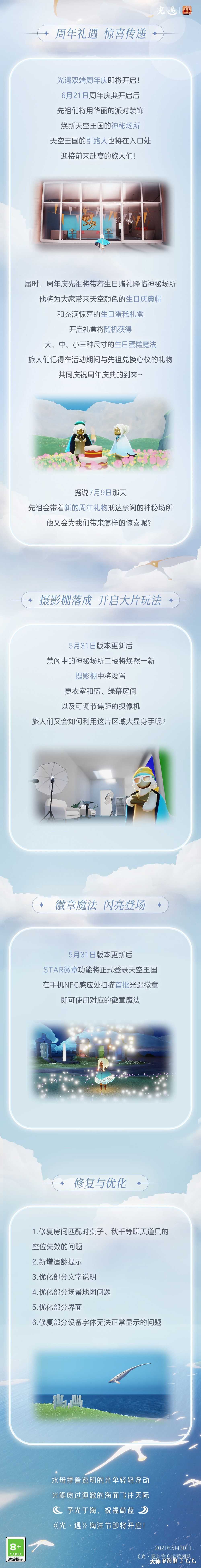 5月31日更新内容 活动日历以及周年活动兑换表 来自网易大神光 遇圈子 摸鱼的月酱