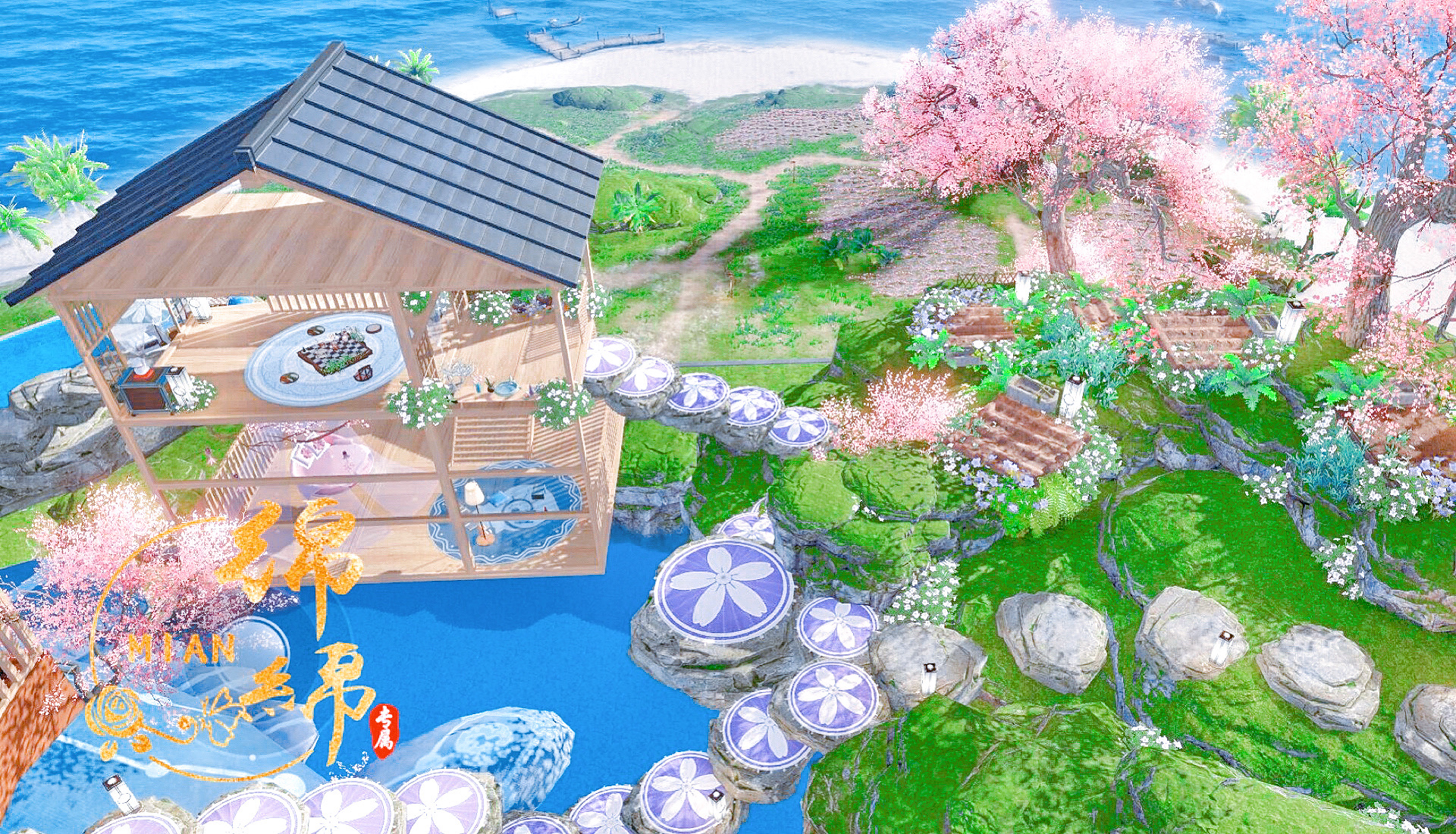 庄园民工小桃子:绵绵:最近风很大的鲸鱼元素 漂亮的空中花园!