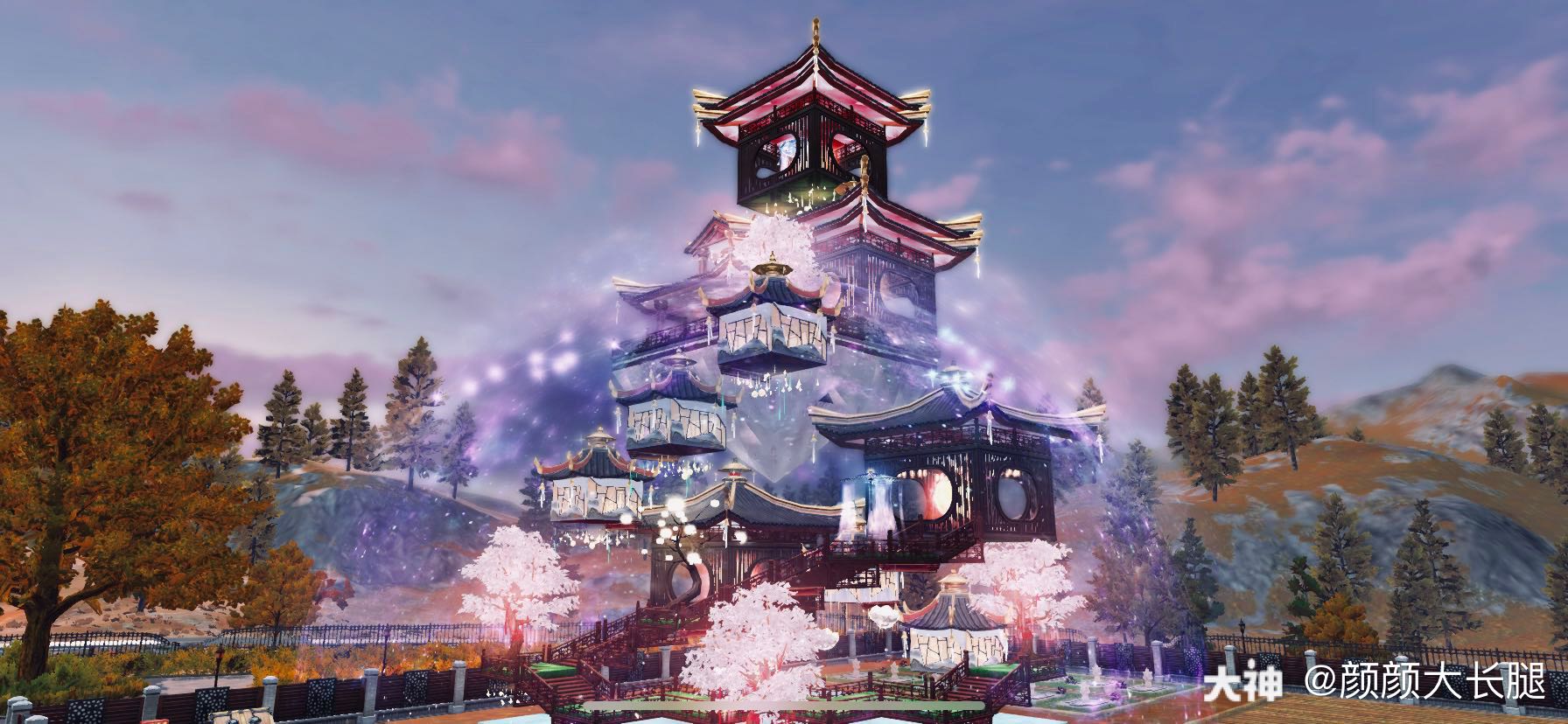 『重九』古风中式单人地基庄园建筑,望远镜下的『重九』