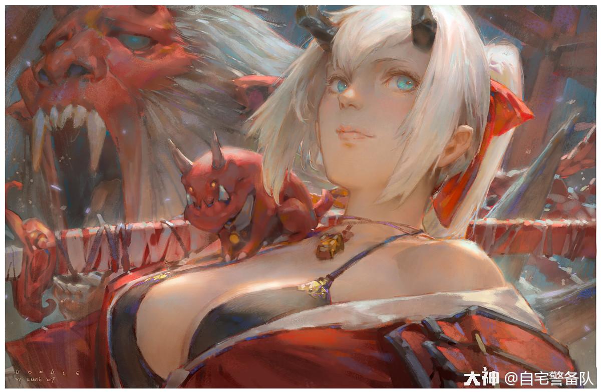 这位大触我喜欢#台湾游戏画师krenz cushart,曾担任《明日方舟》骸抖