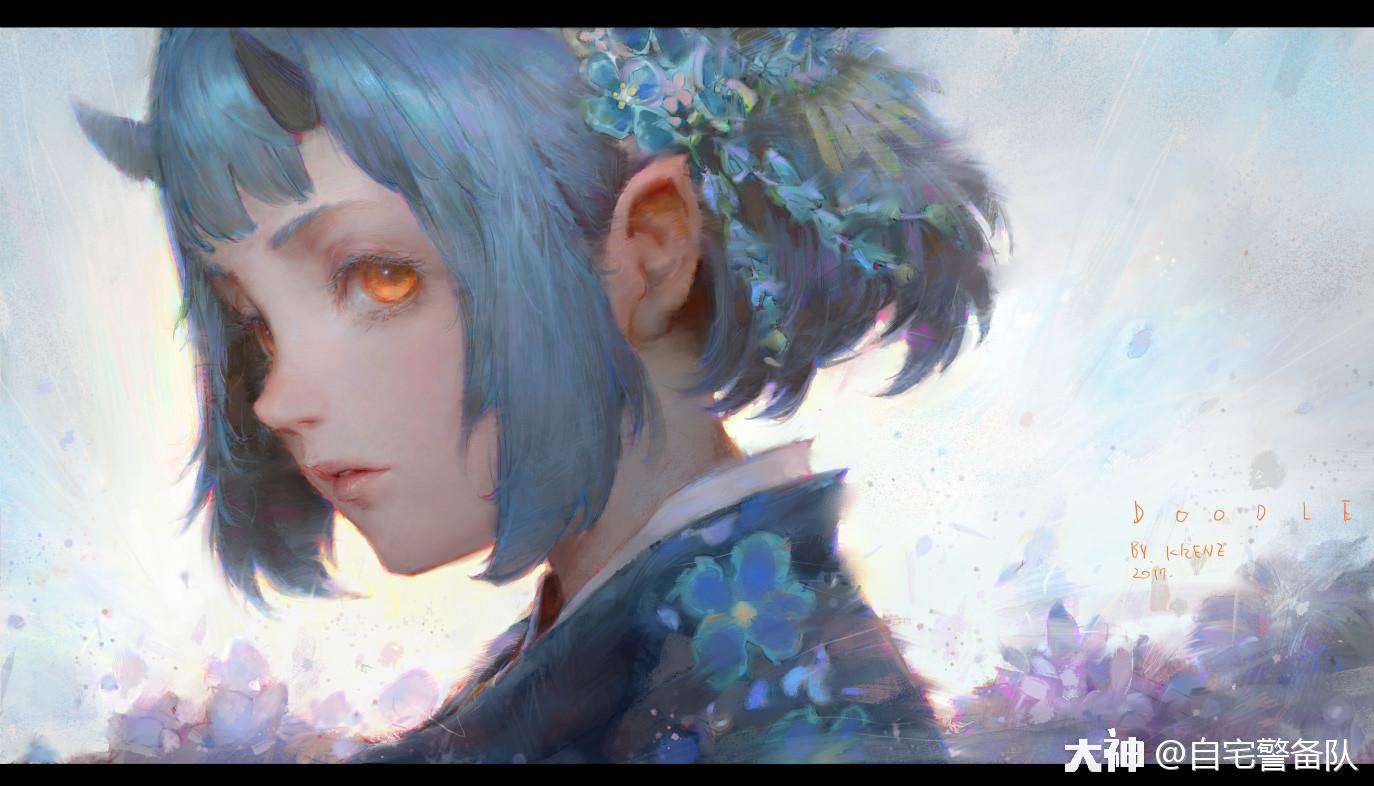 这位大触我喜欢#台湾游戏画师krenz cushart,曾担任《明日方舟》骸抖