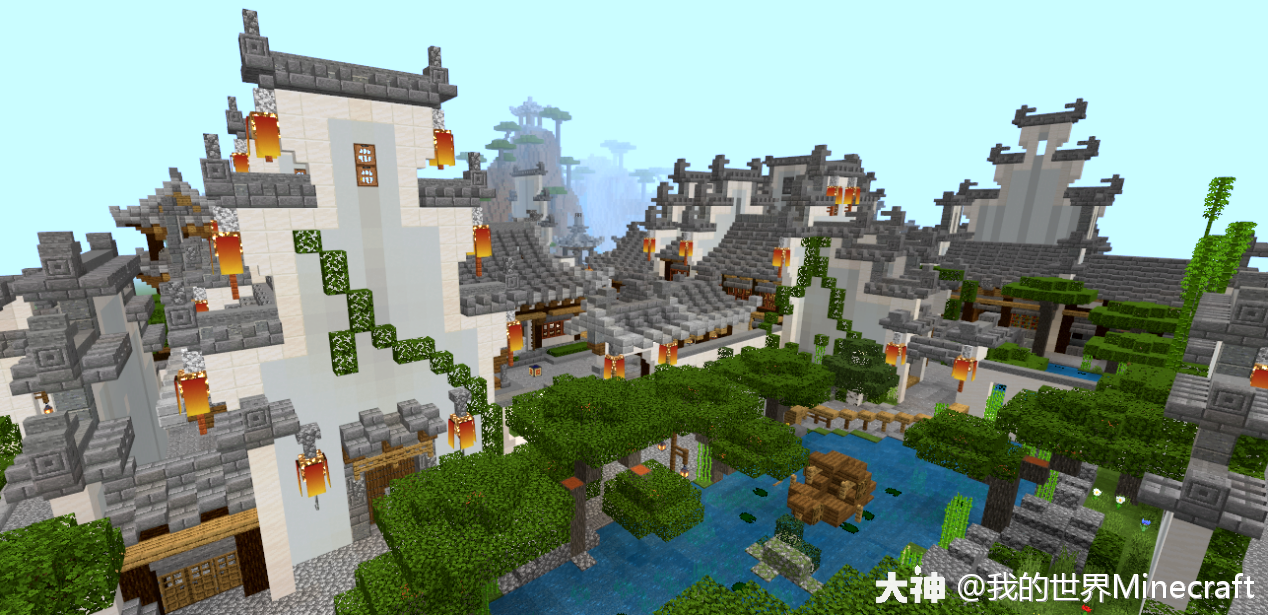 作者 竹梦匠依山傍水 高墙深宅 还有那特色的 粉墙黛瓦马头墙 这便是徽派建筑 来自网易大神我的世界圈子 我的世界minecraft