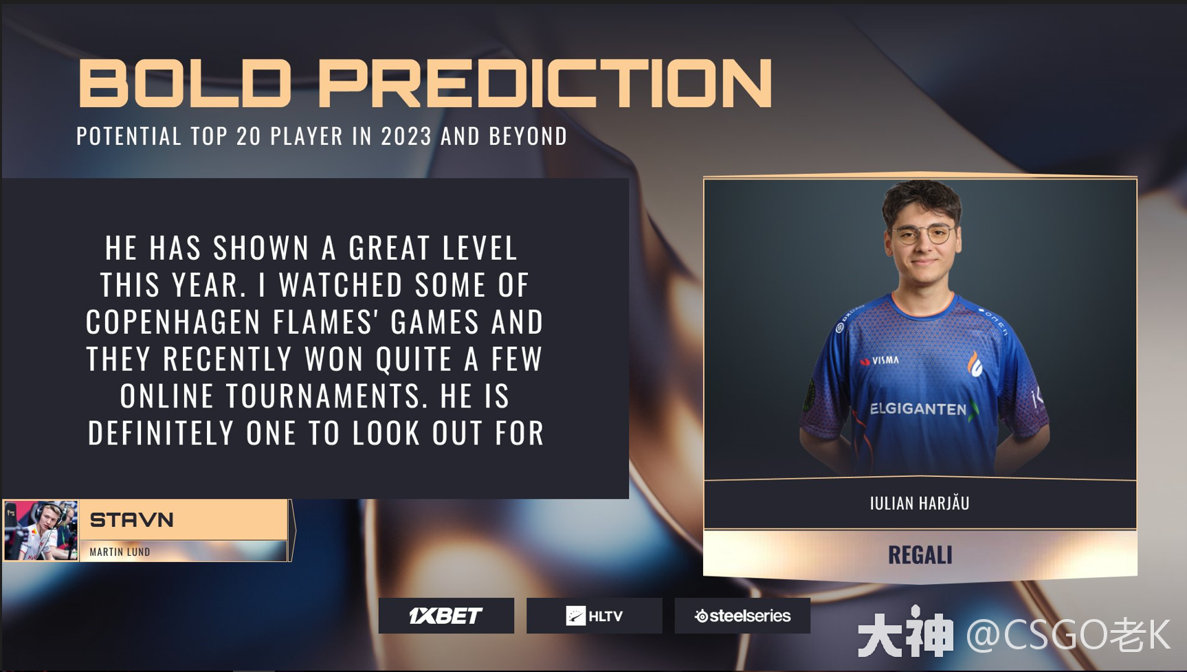 HLTV年度排行榜公布!2022职业选手排名TOP10:stavn_CSGO | 大神
