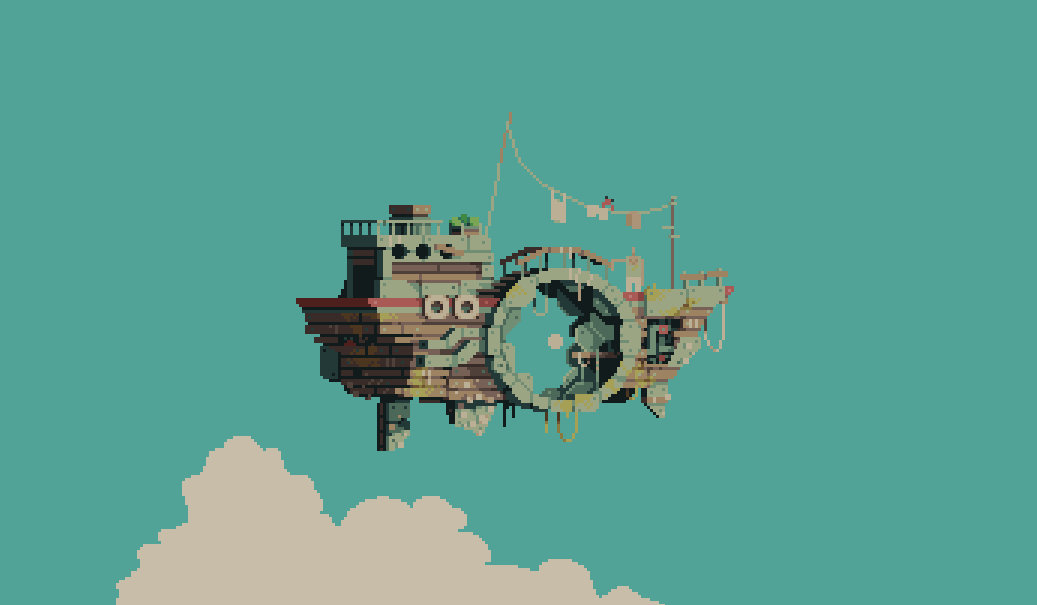 像素艺术家 franek 创作了一组以"空中飞艇"为主题的像素作品,他还