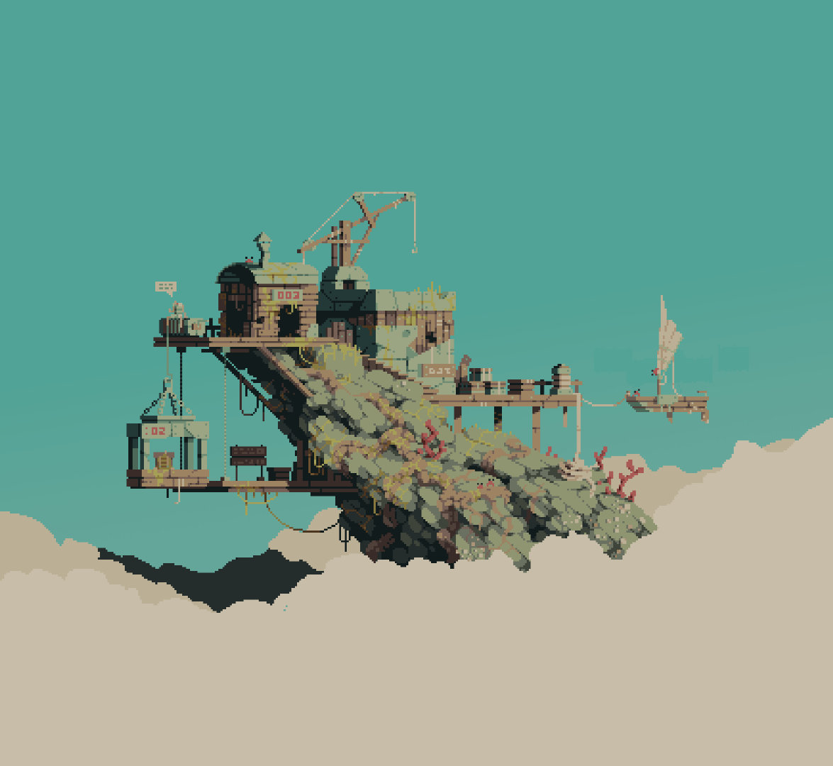 像素艺术家 franek 创作了一组以"空中飞艇"为主题的像素作品,他还