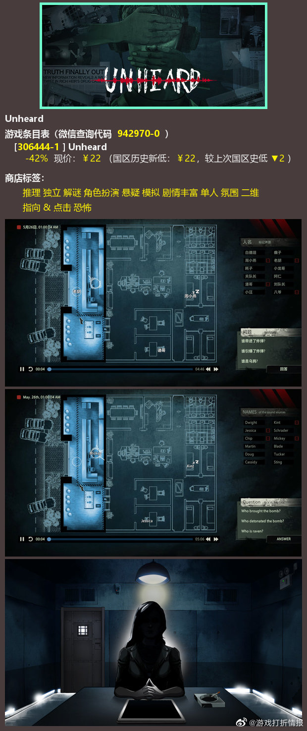 Steam 每日折扣 Unheard 42 22 美区参考 5 国 来自网易大神圈子 游戏打折情报