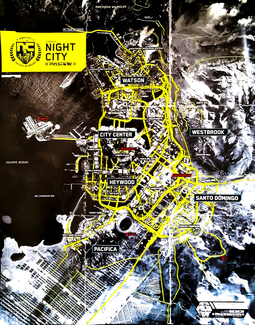 《赛博朋克2077》官方周边 夜之城完整地图 与 明信片.