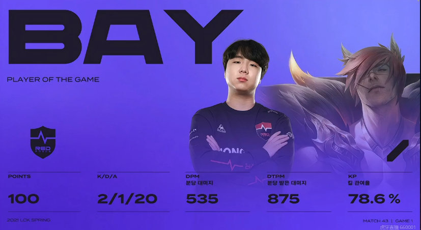 【2021lck春季赛 ns 1-0 hle】 首局mvp:bay瑟提,参团率近80%