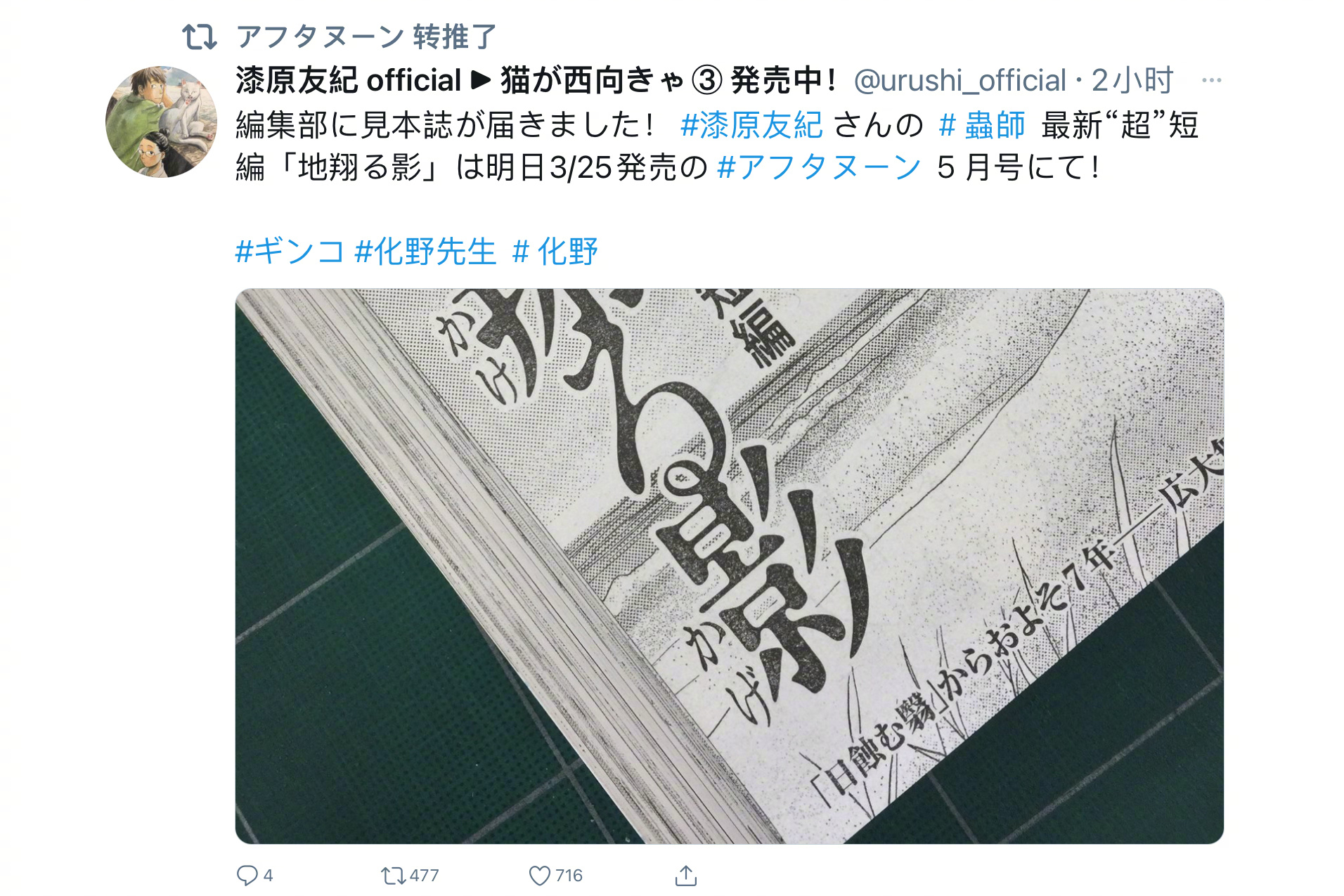 蟲師 新作短篇 地翔る影 将于明日面世 来自网易大神圈子 Ghostbuster007