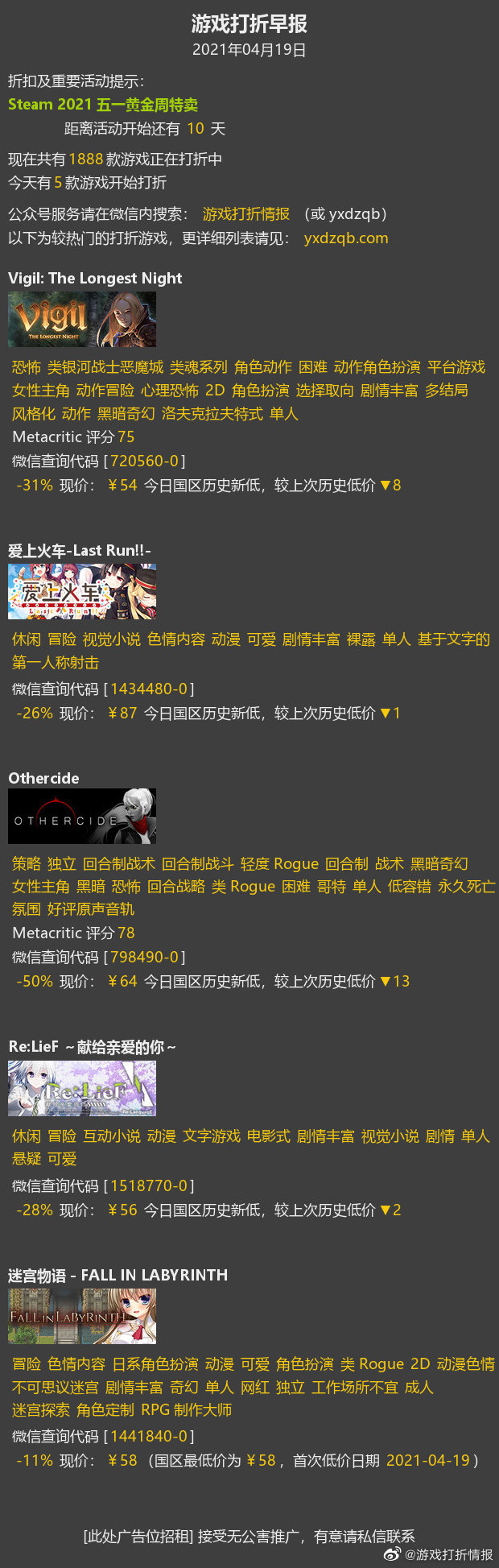 游戏打折早报 Steam 21 五一黄金周特卖距离活动开始还有11 来自网易大神圈子 游戏打折情报