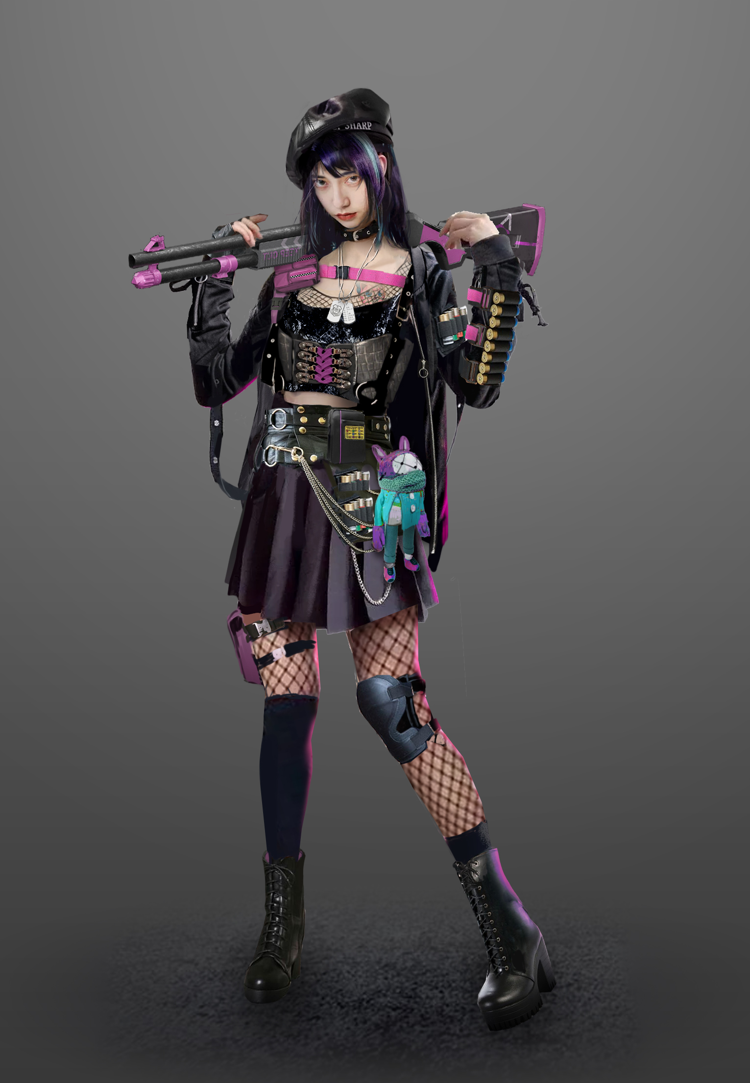 做了个原创人设小练习.3次元2c次元q版. 第一次做枪,第一次用zbrush