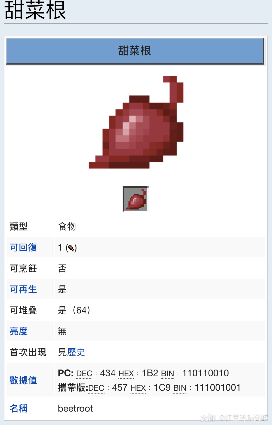 我的世界知识小科普 持续更新中 Q 甜菜根可以做什么 A 甜菜根是一种食物类 来自网易大神我的世界圈子 红豆汤喝到醉